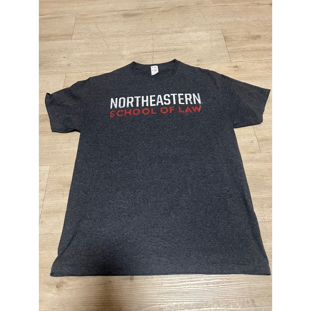 Northeastern School‎ of Law Mens Shirt SZ Medium Gray Short Sleeve NCAA Huskies